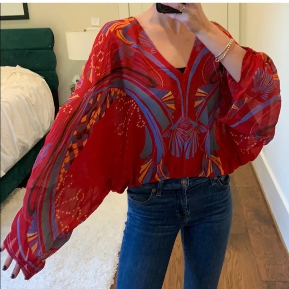 FREE PEOPLE Beneath the Sea Dolman Sleeve Blouse